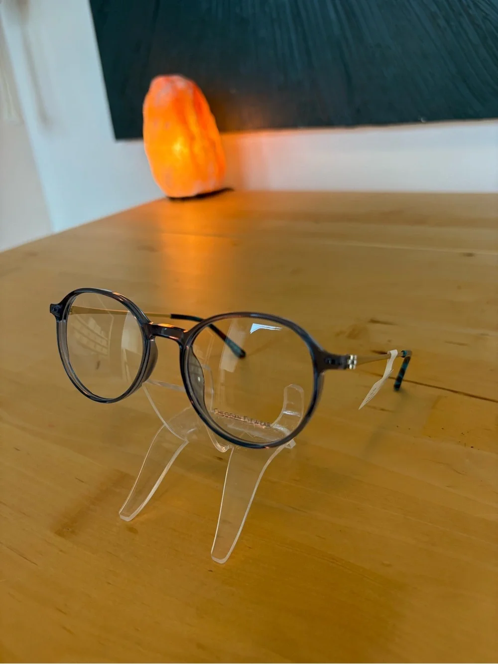 Chlogan Eyewear Round Translucent Blue Eyeglasses Silver Temples 9125 50-16-145